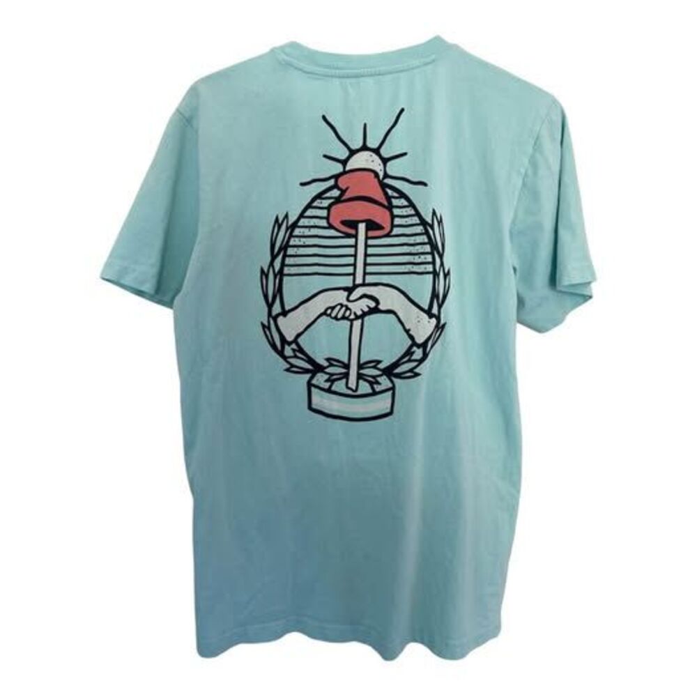 Adidas Graphic T-Shirt Mens Size Medium Light Blue Short Sleeve Chest Back Print - Picture 2 of 8